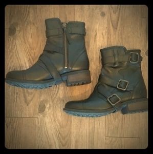 UGG black leather combat boot style